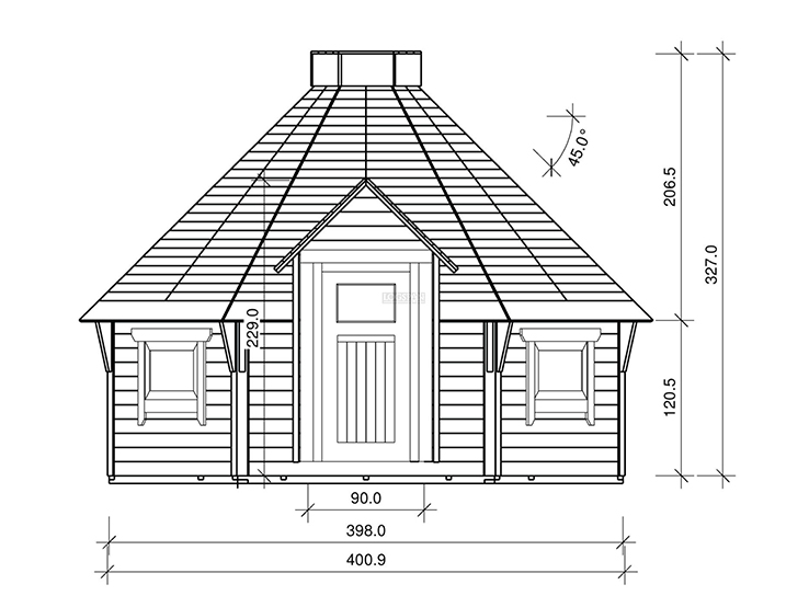 4m Glamping Pod Front Plans
